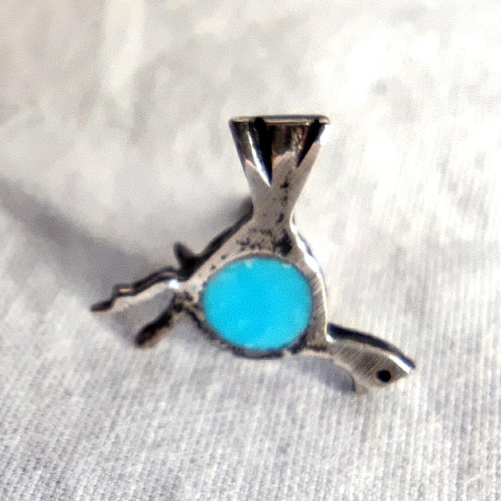 Vintage turquoise roadrunner pin